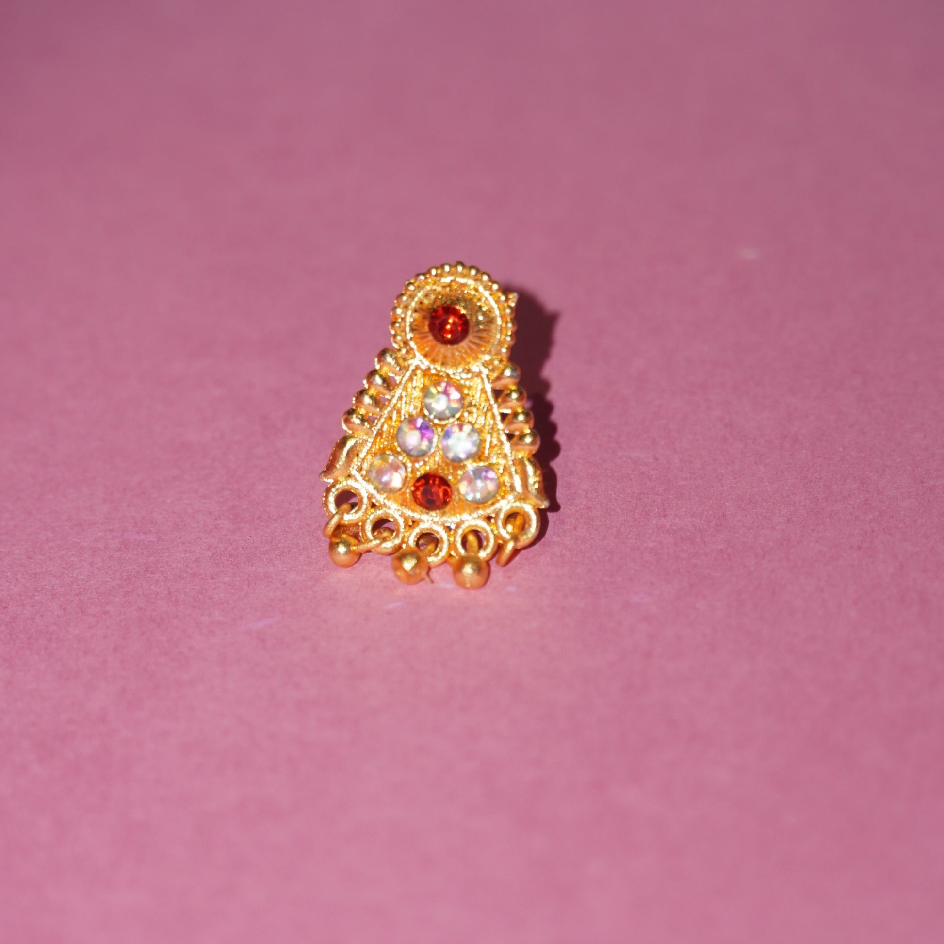 Golden Blossom – Ethnic Stone Studded Mini Jhumki Earrings
