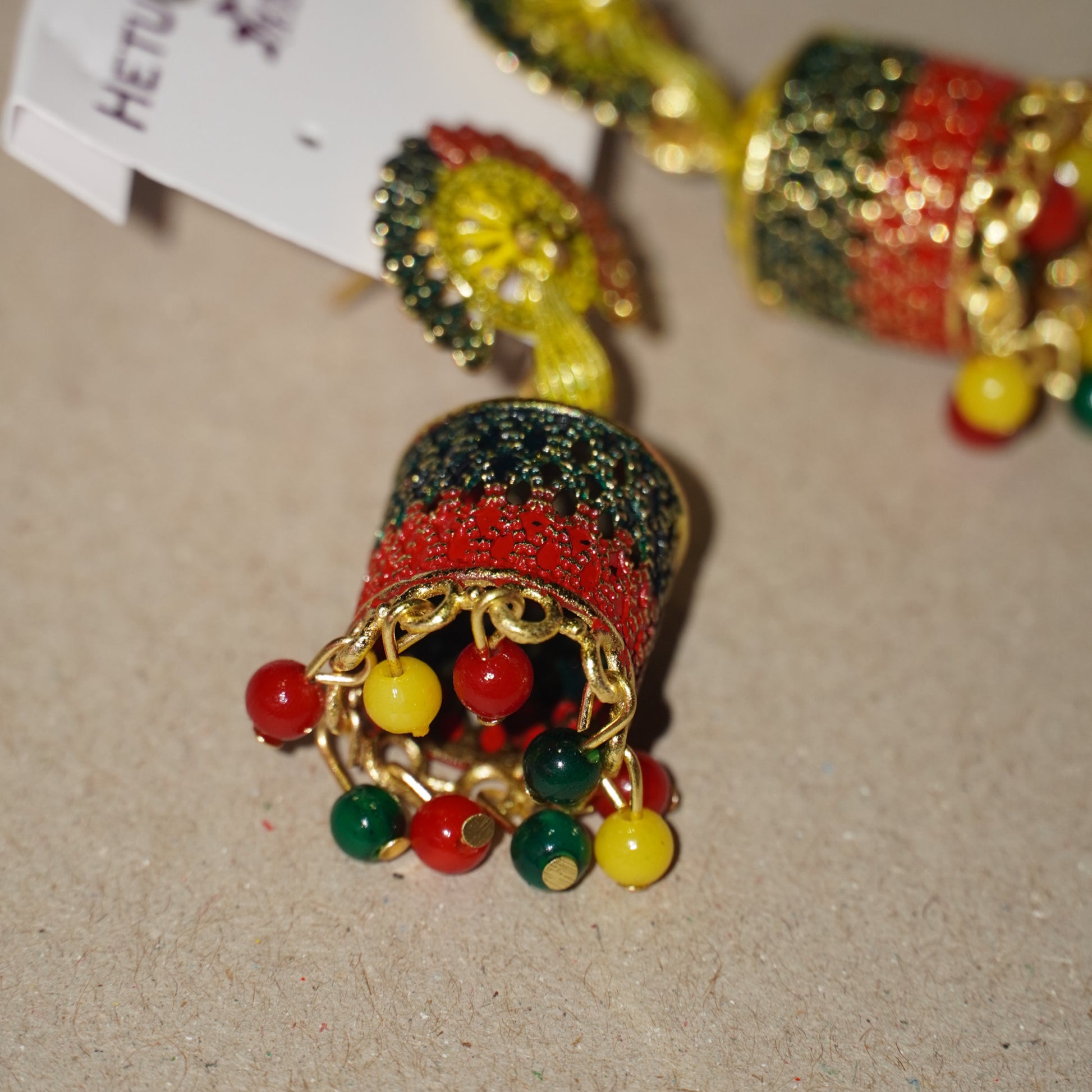 Elegant Blue Butterfly Jhumka Earrings with Beaded Drops