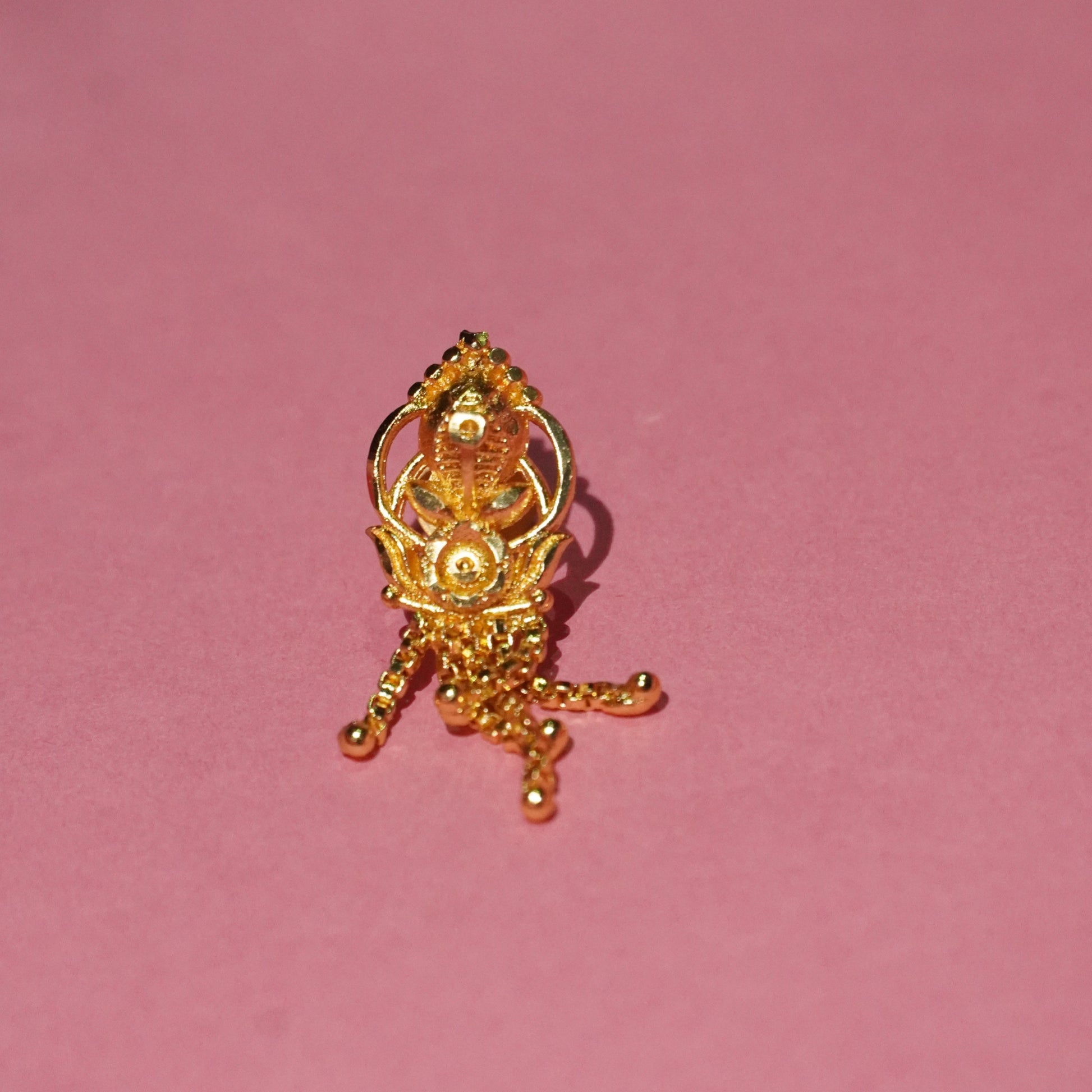✨ Elegant Gold-Plated Stud Earrings with Red & Crystal Stones