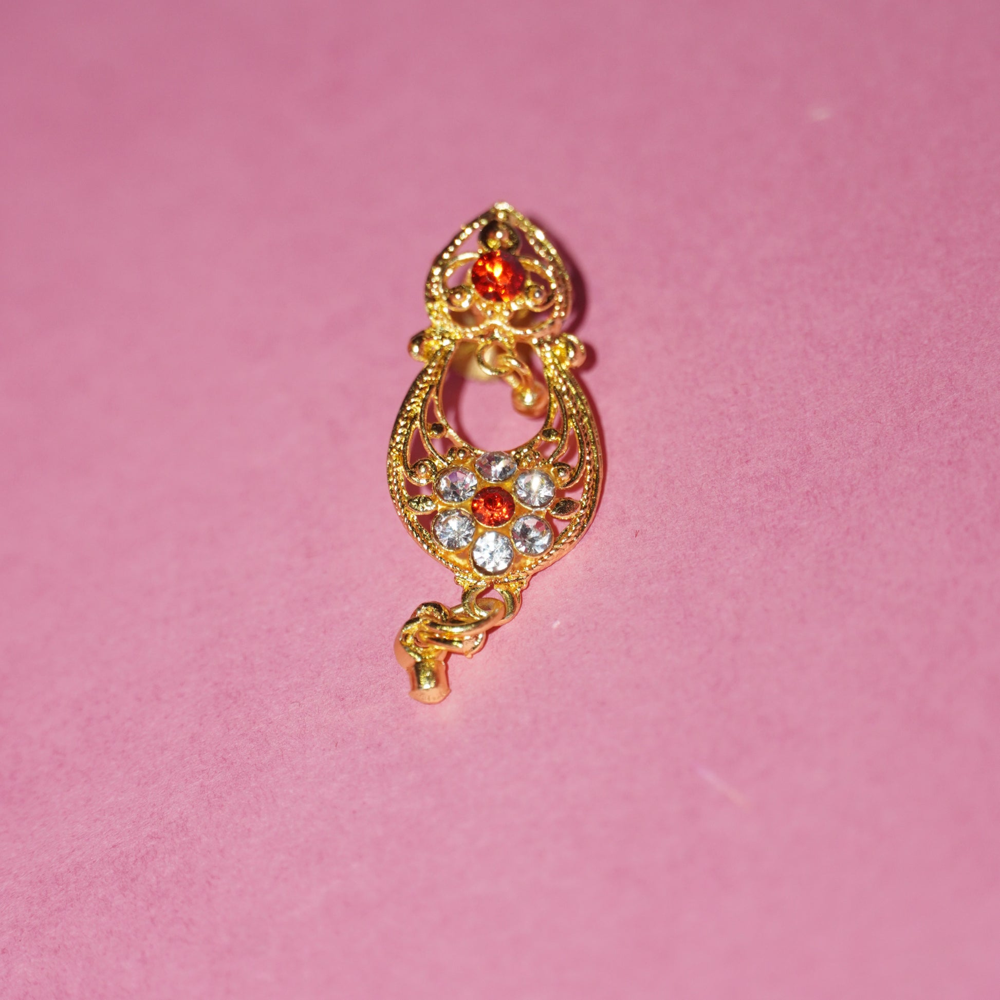 Royal Radiance – Gold-Plated Traditional Stone-Studded Earrings