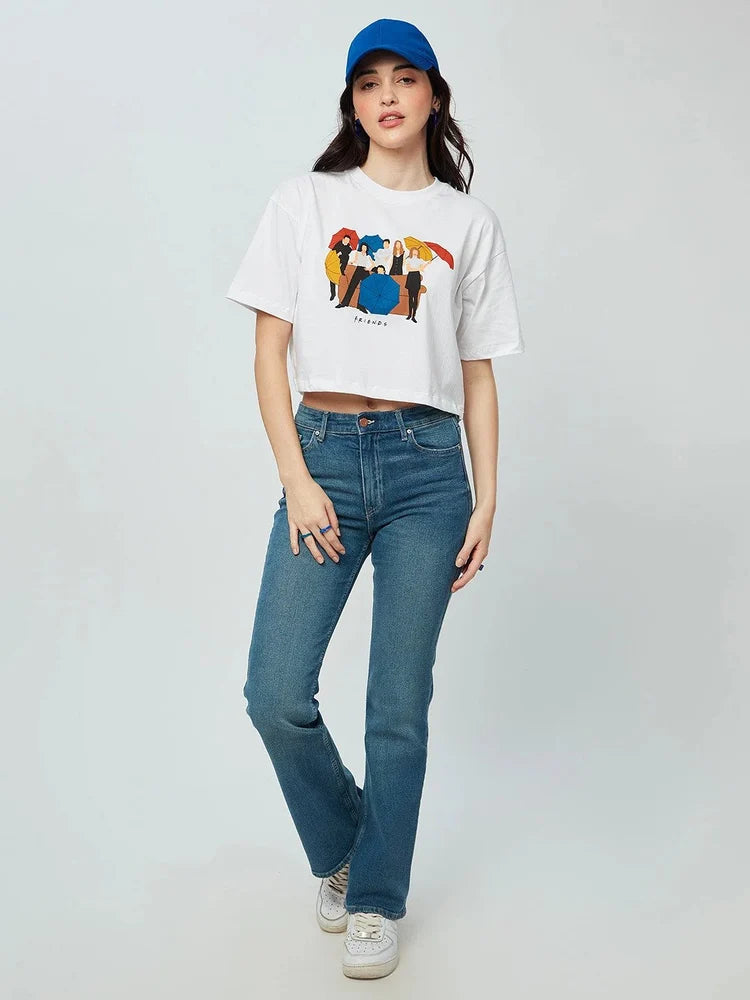 Oversized Crop Printed T-Shirt for Girls Trendy & Comfy in 100% Premium Cotton