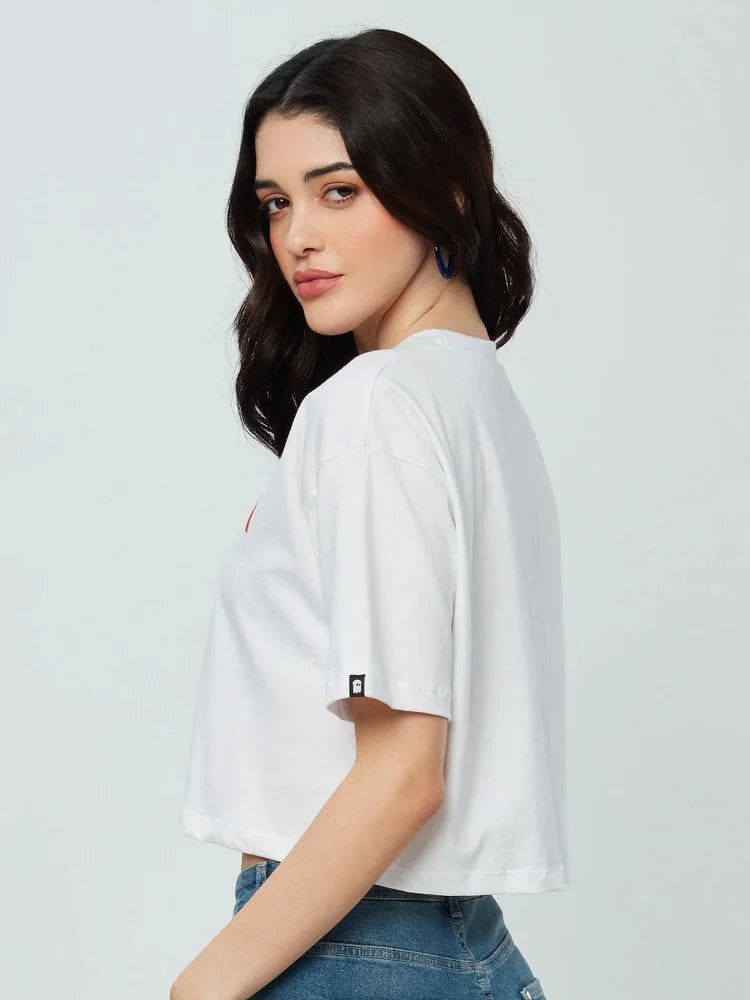 Oversized Crop Printed T-Shirt for Girls Trendy & Comfy in 100% Premium Cotton