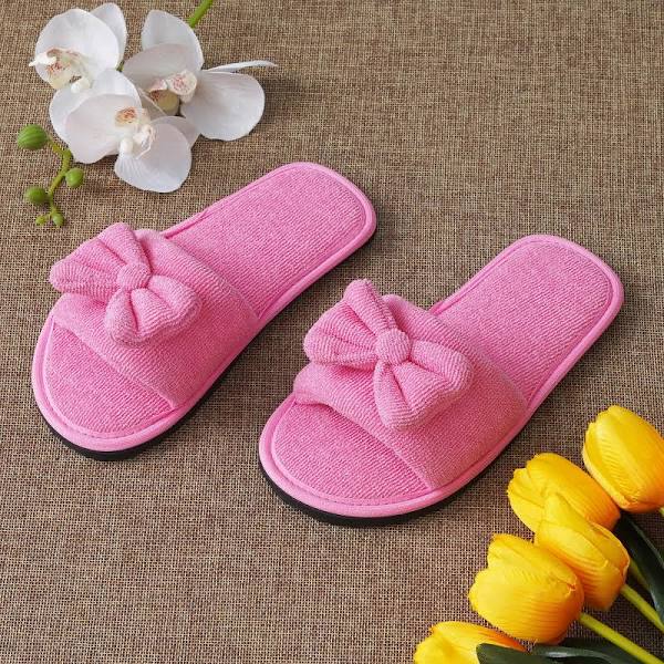 QEZOMI Girls' Soft Cute Bow House Slipper