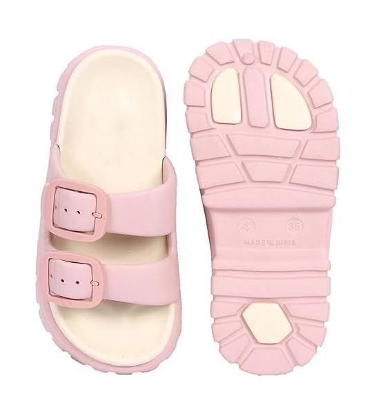 TopiBaaz Flip Flop Double Buckle Pillow Sliders EVA Flat Sandals