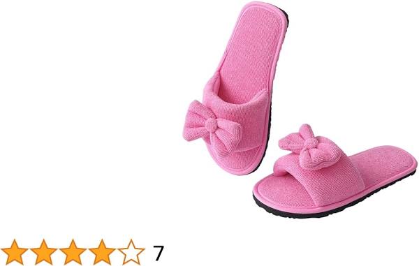 QEZOMI Girls' Soft Cute Bow House Slipper