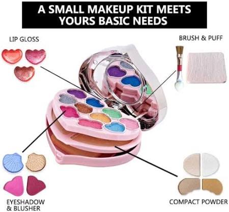 Myynti Makeup Kit for Girls Full Kit Eye shadow Lip Gloss Mirror Contour Powder Combination Palette Random-Design Random-Color Pack of 1