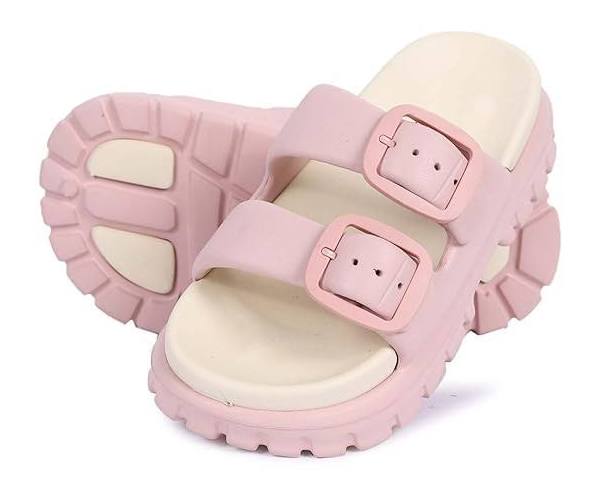TopiBaaz Flip Flop Double Buckle Pillow Sliders EVA Flat Sandals